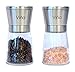 Vina Salt and Pepper Grinder Set, 2 Pack Glass Body & Stainless Steel Top Shakers with Ceramic Adjustable Grinding Coarseness Mills for Himalayan Salt, Pepper and Spices