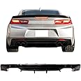 IKON MOTORSPORTS Rear Diffuser Compatible with 2016-2024 Chevy Camaro(Except ZL1 Model), Glossy Black PP Rear Bumper Lip Lower Body Protection Avoid Against Collision