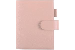 Moterm Leather Cover for A6 Notebooks - Fits Hobonichi Original, Stalogy and Midori MD Planners, with Pen Loop, Card Slots and Back Pocket (Pebbled-Dusty Rose, A6+)