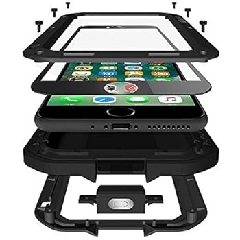 iPhone 7 Case, iPhone 8 Case, CarterLily Full Body Shockproof Dustproof Waterproof Aluminum Alloy Metal Gorilla Glass Cover Case for Apple iPhone 7 iPhone 8 4.7 inch - Black
