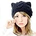 Leegoal Women Devil Horns Cat Ear Crochet Braided Knit Ski Wool Hat Cap,Black