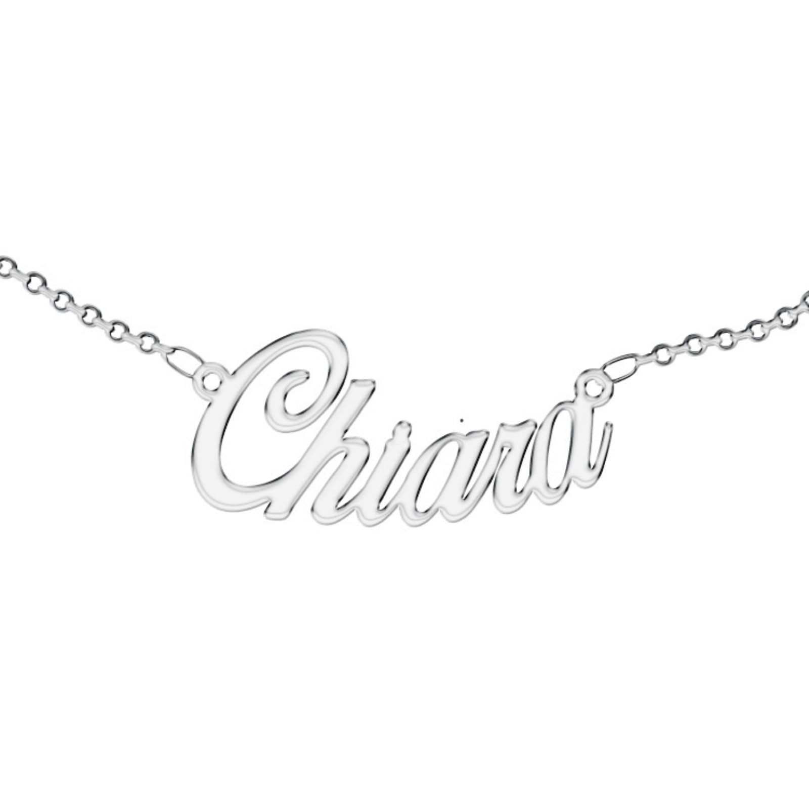 Personalized Necklace, for Woman, with Name. Wear Your Name. Stainless Steel and Hypoallergenic. Silver colour. Designed in Italy. (Chiara)