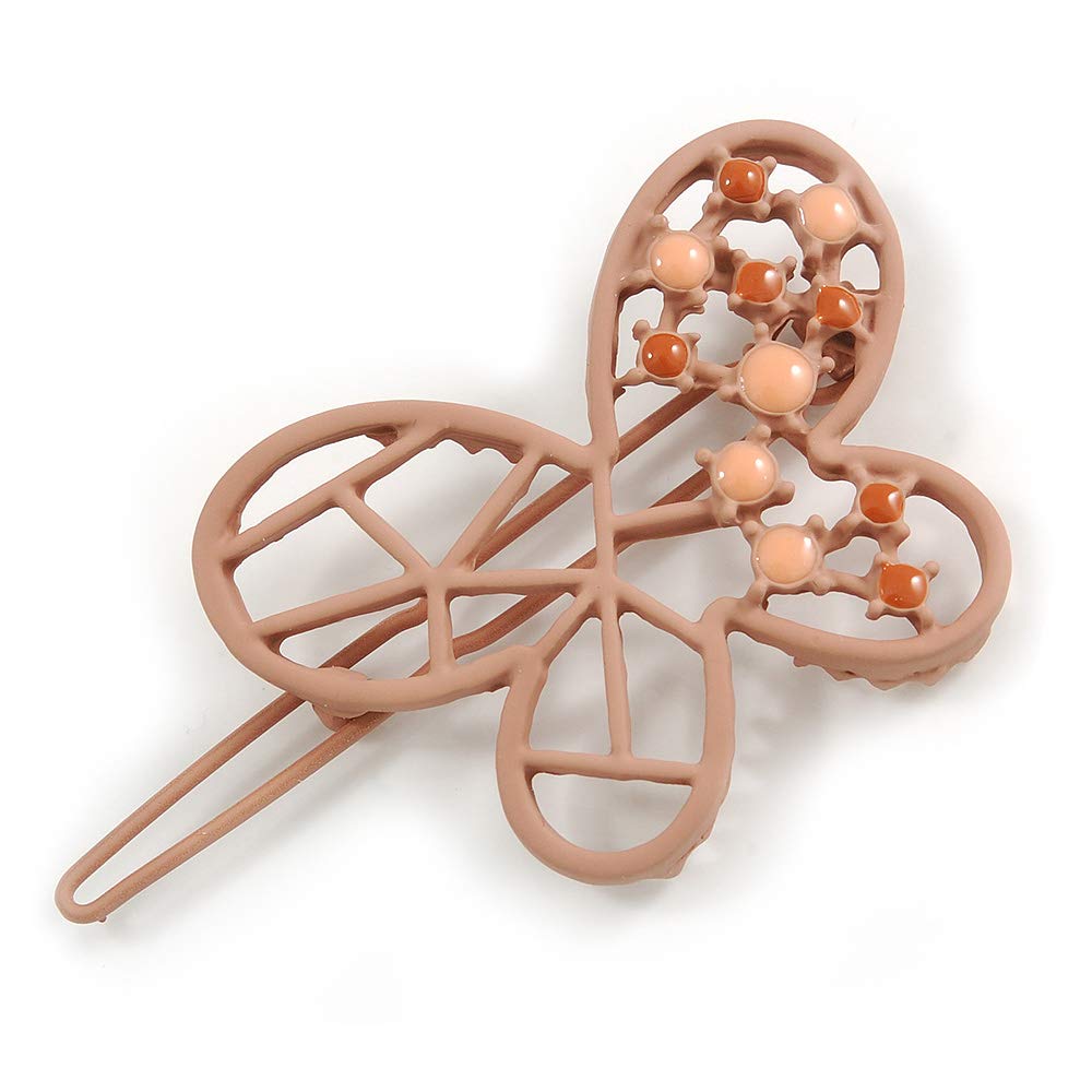 Pastel Pink Butterfly Hair Slide/Grip - 50mm Across