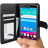 LG G4 Case, Abacus24-7 [Wallet Series] with Flip Cover & Stand, Black