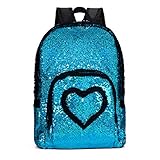 SIWA MARY Reversible Sequins School Backpack for Girls Students Magic Glitter Mermaid Lightweight Travel Backpack
