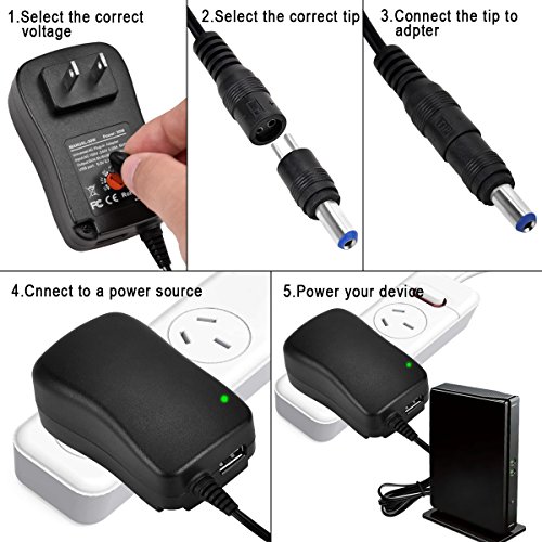 IKOCO 30W Universal Multi Voltage AC/DC Adapter Switching Power Supply with 8 Selectable Adapter Plugs for 3V to 12V Household Electronics Routers Speakers CCTV Cameras Smart Phone Charging Devices