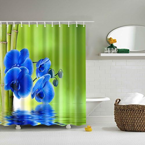 Shower Curtain by FreeLands, Mildew Resistant Fabric Shower Curtains, Antibacterial, Waterproof Colorful Bathroom Curtains with 12 Hooks, 70x70 inches (70x70 inches, Green)