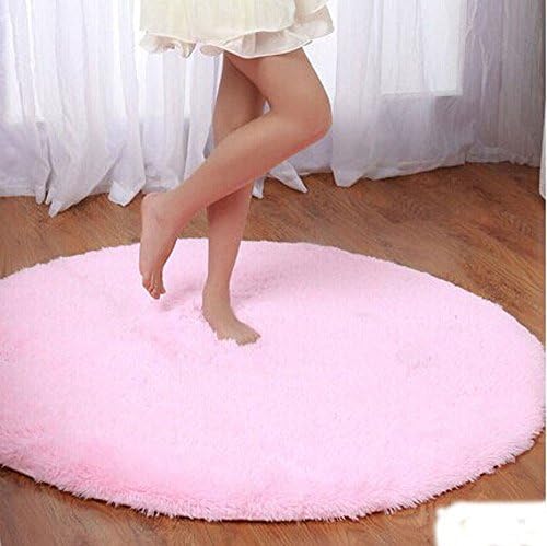 Igirls Round 47.5",Princess Your Daughter's Room!Cute bright Shaggy Area Rugs Ultra Soft Living Room Rugs Carpet Bedroom Rug (pink)