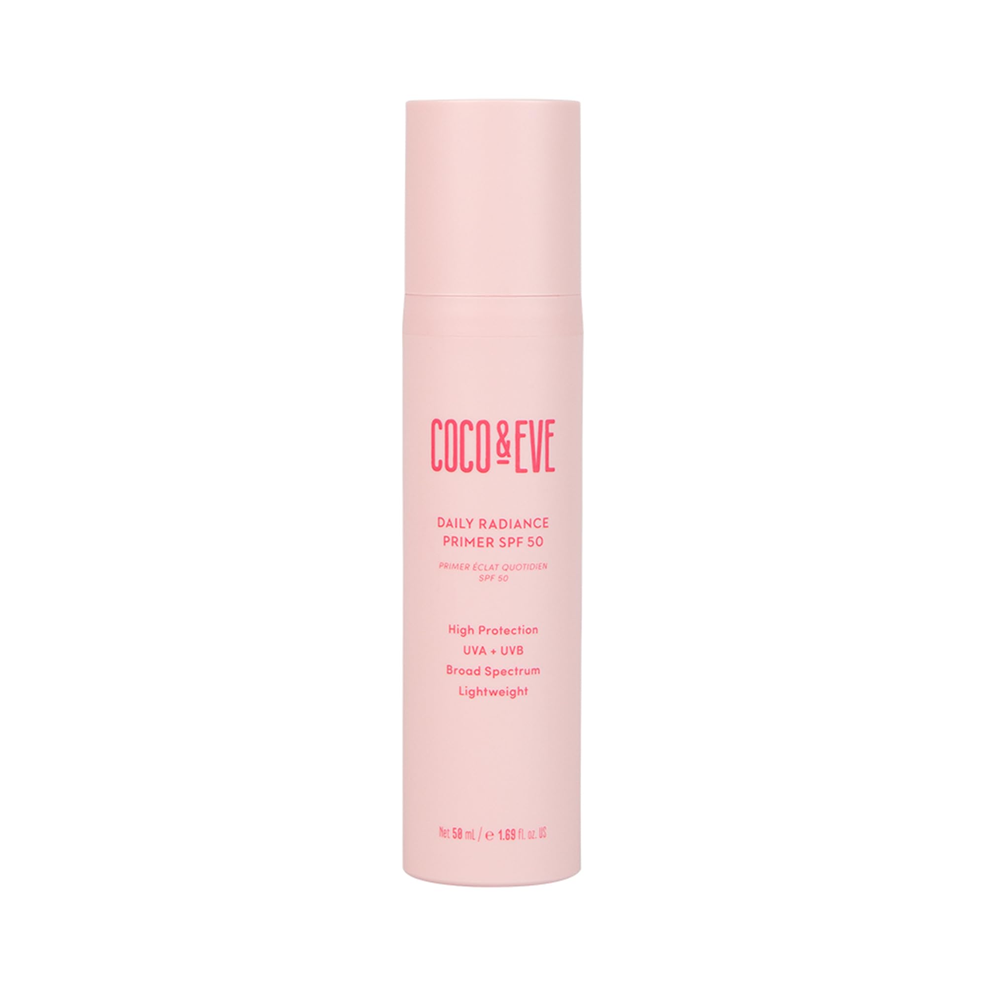 Coco & Eve Daily Radiance Primer SPF50 Sunscreen. Tinted Primer with SPF 50 for Sunscreen Protection Against UVA UVB. Antioxidants, Niacinamide for Radiant Skin and Healthy Glow. (50 ml)