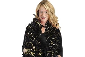 AMSCAN Deluxe Hollywood Tinsel Feather Boa in Black/Gold - 72" (1 Pc.) - Glamorous & Dazzling Party Accessory for Show-Stopping Style