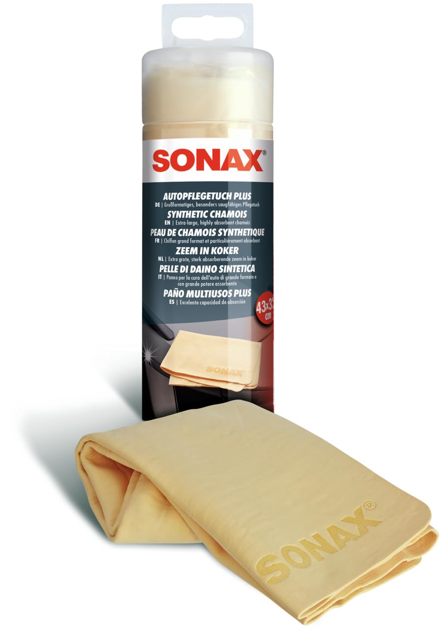 SONAX Car Care Cloth Plus (1 Piece) Large Format and Particularly Absorbent with Lockable Box | Item No. 04177000