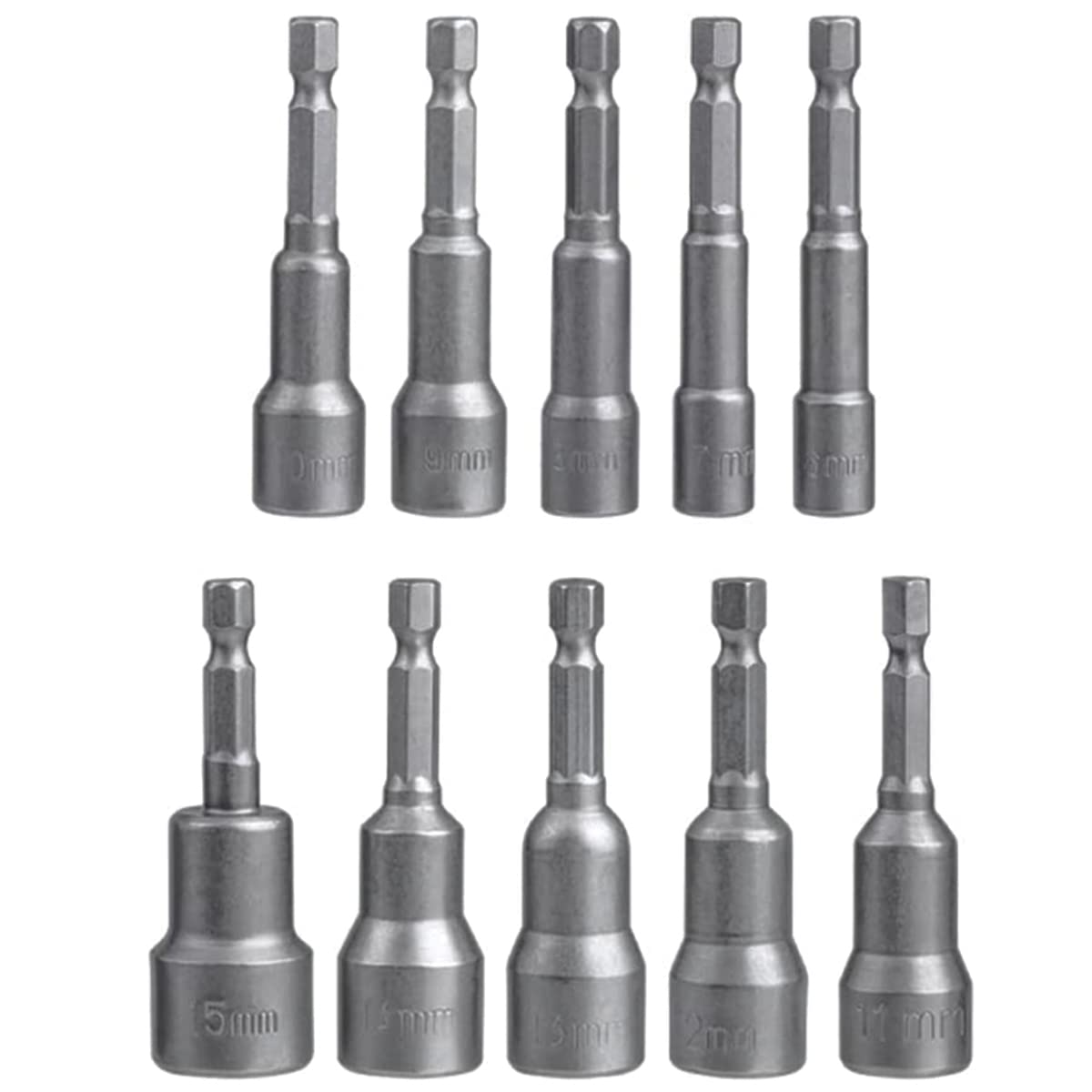 Gasea 10pcs Magnetic Nut Driver Set – 1/4 Inch Hex Shank Metric Hexagon Socket Drill Bit Set (6–15mm), Cr-V Steel Nut Setter for Electric Drill & Screwdriver