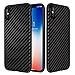 iPhone X Case,Ultra-Thin Flexible TPU Armor Carbon Fiber Leather Hybrid Defender Anti-Slip Scratch Fingerprint Dust Shock-proof Resistant Non-Bulky Protective Case Cover for Apple i-Phone X -Jet Black