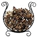 MyGift Black Metal Firewood Rack - Freestanding Fireplace Log Storage Holder with Scrollwork Design