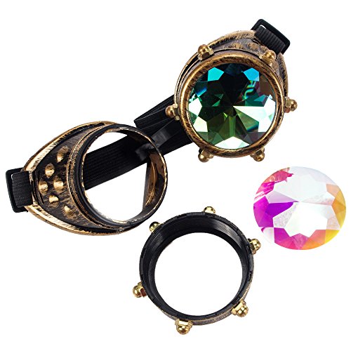 Vintage Steampunk Goggles Glasses Welding Cyber Punk Gothic Kaleidoscope Cosplay Accessories