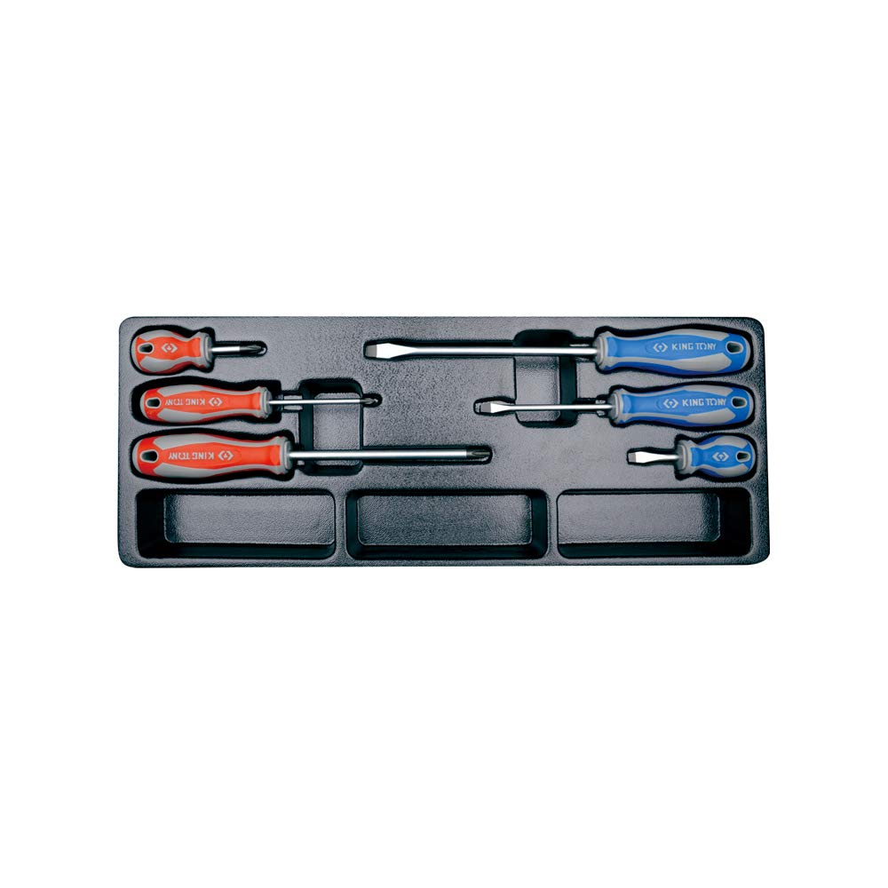 KING TONY 931006MR Bandeja Termoformado 6 Destornilladores for DIYers & Professionals, Designed for Repair, Installation and Workshop tasks