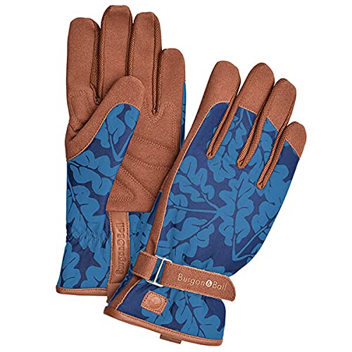 Burgon & Ball Love The Glove Ladies Gardening Gloves, Medium/Large, Oak Leaf Navy, M-L