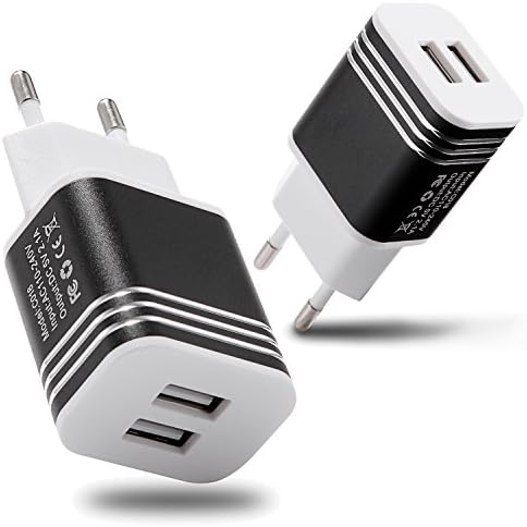 EU Travel Adapter, LEEKOTECH 2-pack Dual USB Port European Wall Charger 2.1A 5V Power Plug Adapter for iPhone 6 Plus 6S 7/7 Plus 5S, iPod, iPad Air Mini, Samsung Galaxy S8 S7 S6, Note, LG, HTC, More