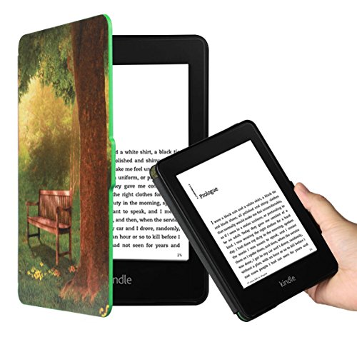 OMOTONÂ® Smart Case Cover -- The Thinnest and Lightest PU Leather Smart Cover for your All-New PPW E-book Device (Fits Versions: 2012, 2013, 2014 and 2015 All-new 300 PPI Versions), Forest Bench