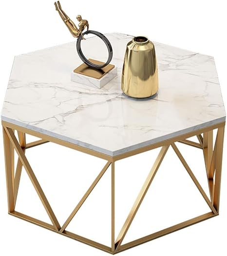 Amazon Co Jp 六角形のコーヒーテーブル 交渉テーブル 天然大理石 卓上 錬鉄製テーブルフレーム 結婚式 勉強部屋 オフィス ホワイト Yueqisong Diy 工具 ガーデン