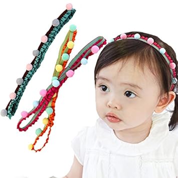 Amazon ハンドメイド ボンボンレース ベビー ヘアバンド オレンジ