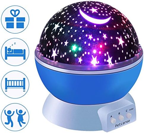 Baby Night Light, Starry Night Light, LED Star Projector Lamp 360 Degree Rotation Constellation Bedside Table Lamp with USB Cable for Baby Nursery, Night Lights for Kids (Blue)