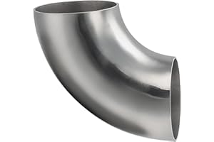 COTONLAKE Cotonake OD 3.5 Inch 90 Degree SS304 Stainless Steel Bend Tube Exhaust Elbow Pipe for Car Modified Exhaust System 3.5" Piping Silver Tone，Stair Handrail (1pcs)
