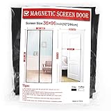 Gray Magnetic Screen Door, 36 x 96 Inch Door Screen,Good Light Transmission,Durable Fiberglass Screen Mesh Fit Doors Size up to 34 W x 95H Inch