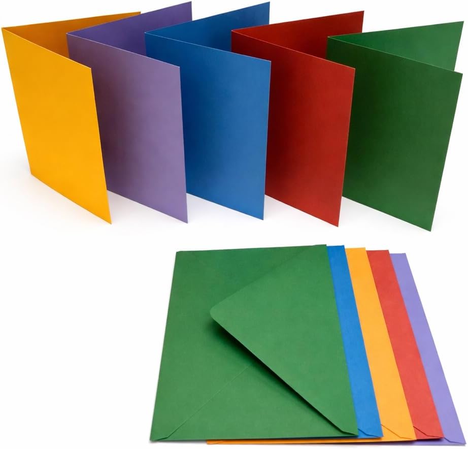 Craft UK 281 C6 Card and Envelope Pack of 50 Mixed Bright 100gsm