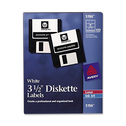 Avery 5196 White 3-1/2-Inch Diskette Labels, Laser/Inkjet, 630 Labels/Box