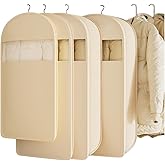 2 Packs Breathable Hanging Garment Bags for Clothes & Suits - 52" Fabric Suit Bags for Closet Storage, Garment Covers for Coats, Dresses, Jackets, Shirts, Wardrobe Protector (ecru)