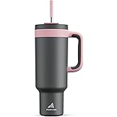 50 oz Tumbler with Handle, 2-in-1 Straw and Sip Lid, Leakproof, Dishwasher Safe, Insulated Stainless Steel Travel Coffee Mug, Keeps Cold for 34 Hours, Fits in Car Cup Holder (Rebellion)