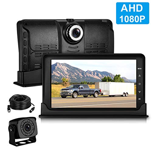 Leekooluu Backup Camera Dash Camera High-Speed Observation DVR System for RVs/Trucks/Trailers/Motorhomes 7 inch FHD 1080P G-Sensor,Motion Detection&Loop Recording,IP 69K Waterproof Night Vision