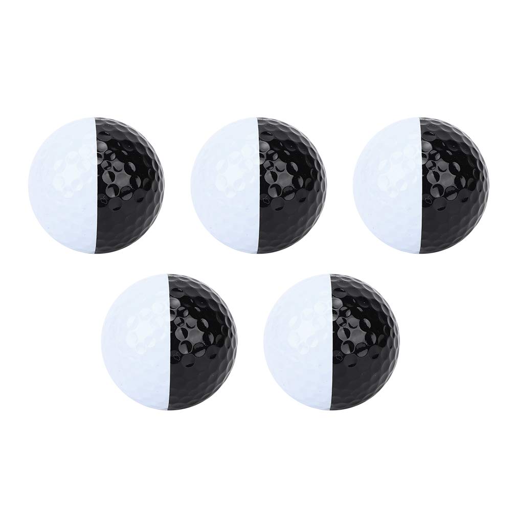 Alvinlite 5 Pack Golf Practice Putting Balls - Golf Training Ball Spone Dimpled Exercise Balls for Golf Swing Training Aids, Roll Putting Ball for Beginner Indoor Outdoor Training, Black and White