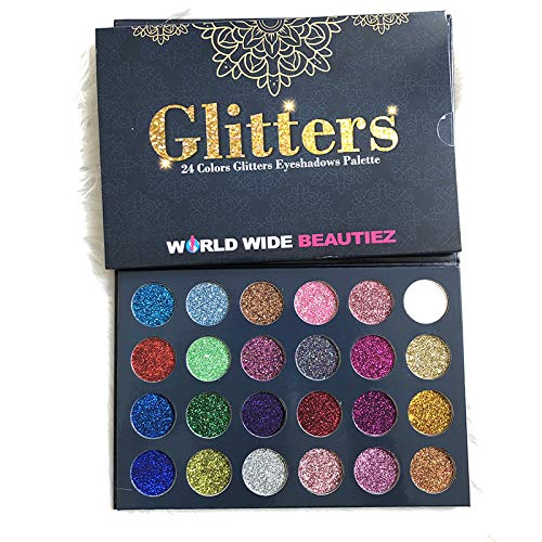 Pro Glitter Eyeshadow Palette - 24 Colors Glitter Eyeshadow Palette Shimmer Ultra Pigmented Makeup Eye Shadow Powder Long Lasting Waterproof