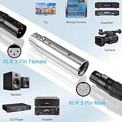 QIANRENON 5Pin XLR to 3Pin XLR DMX Converter