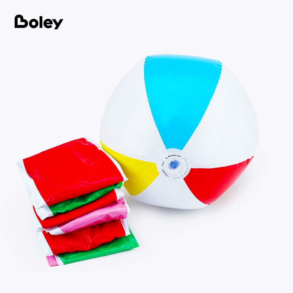 Boley 6 Pack Giant Light-up Rainbow Beach Balls - Inflatable Blow Up LED Beach Balls for Summer and Outdoor Play: Sports & Outdoors