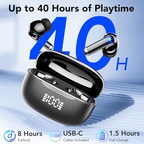 Tiksounds Wireless Earbuds, Bluetooth 5.4 Headphones in Ear with 4 ENC Mic Ear Buds Wireless Earphones Mini Ear Buds 40H Playtime HiFi Stereo Sound IPX7 Waterproof USB-C for iOS/iPhone/Android