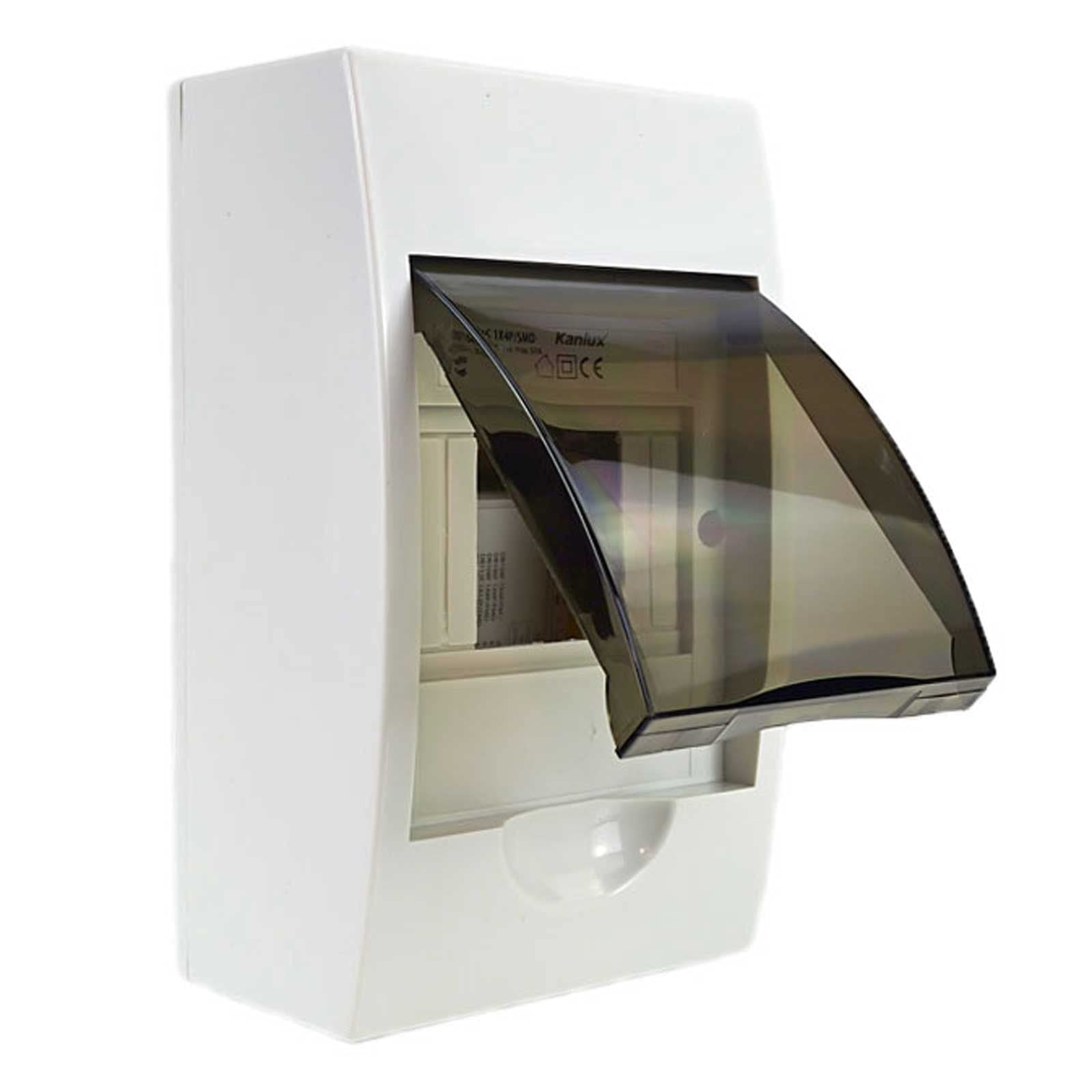 Kanlux Fuse Box Small Distribution Board IP40 Surface-Mounted Sub-Distribution 1 Row 4 Modules White/Grey