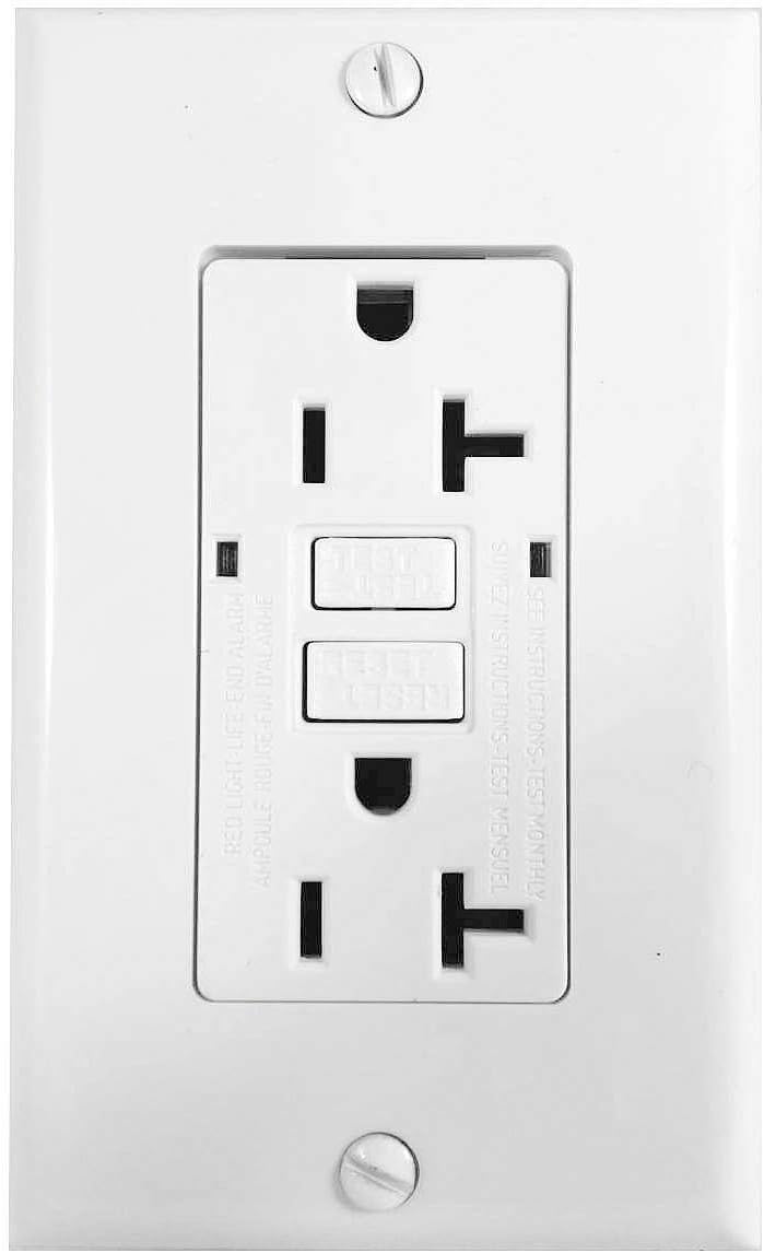 BYBON 20 AMP DUPLEX Self-Test GFCI Receptacle Outlet,Grounding,With Wall Plate,White.UL Listed 2015 Version (1PACK)