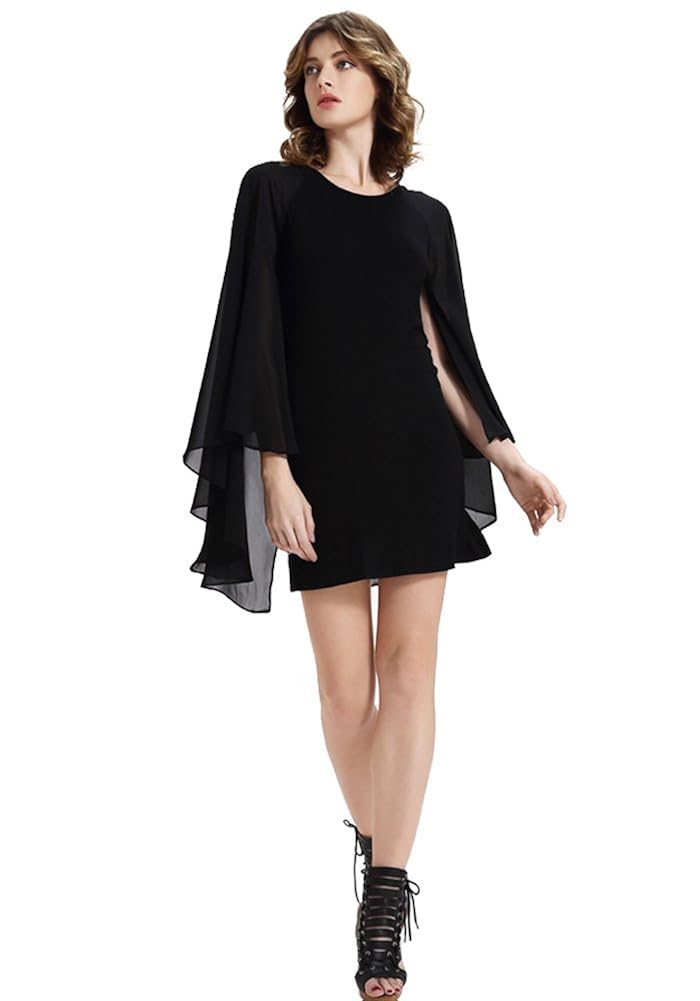 hip Cape Sleeve Mini Jumper Dress 