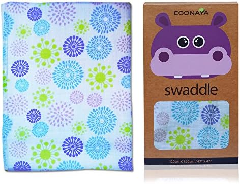 Supreme Swaddle Blanket Happy Hippo 100% Soft Muslin | Multi Purposed Unisex Wrapping Blanket For Nursing, Cozy Cover Or A Stroller Shade | Breathable &amp; Fashionable Swaddling Blanket