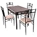 TANGKULA 5 Piece Wood Top Metal Dining Table and Chairs Set Kitchen Breakfast Furniture