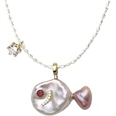 Natural Pearls Fish Pendant Necklace Adorned With Shining Zirconia For Women Jewelry Everyday Wear