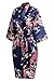 USDisc't Elegant Women's Kimono Robe for Parties Bridal and Bridesmaid Short (M, NavyBlue)