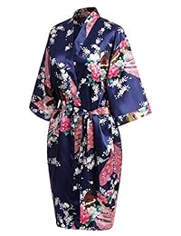 USDisc't Kimono elegante con manga corta floreado tipo seda para dama para fiestas, bodas, novias y madrinas