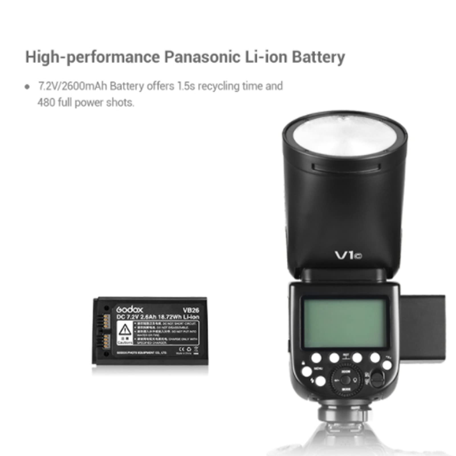 Godox V1 V1-C Flash for Canon Camera Speedlight with Godox AK-R1 Accessories kit, 2600mAh Li-ion Battery TTL 76Ws 2.4G, 1/8000 HSS, 1.5 sec. Recycle Time On-Camera Round Head Flash Speedlite