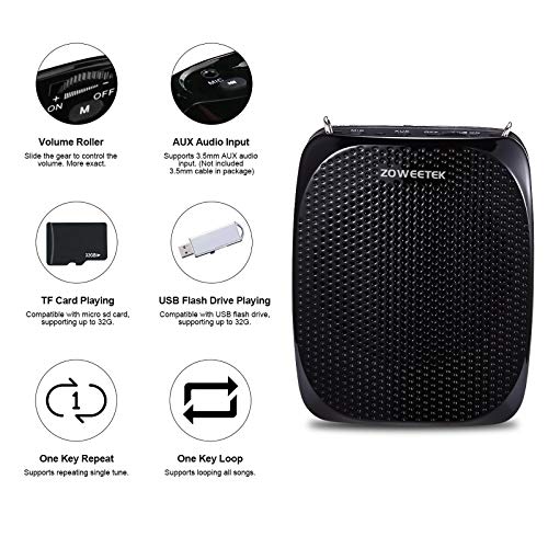 ZOWEETEK ZWZ258 Portable Rechargeable Mini Voice Amplifier with Wired