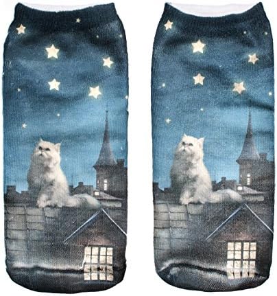 The Christmas Outfit Men's Fashion Socks 3D Printed Cotton Low Ankle Animal Full Print One Size Total Length: App 18Cm-25Cm/ 7.1"-9.8" Stairy Night