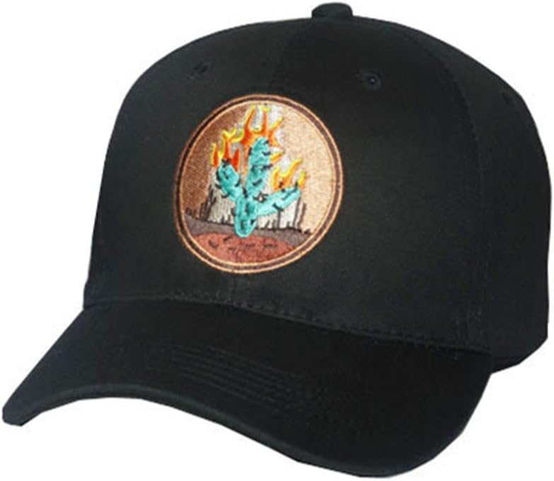 Selcet Black Cotton Embroidered Cactus Dad Hat Adjustable Strapback Twill Baseball Cap